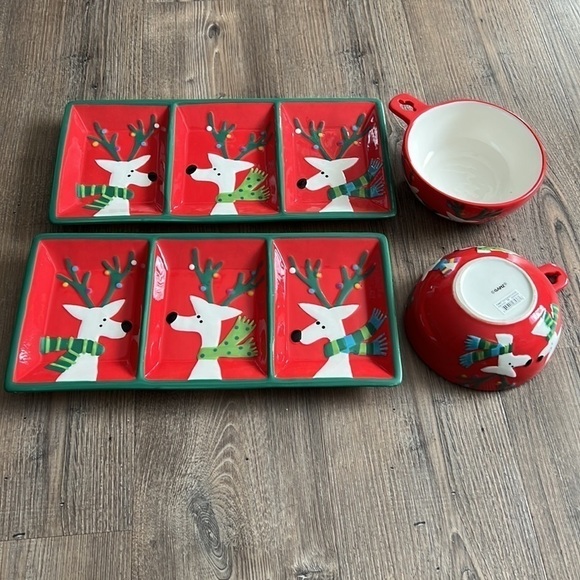 Ganz Christmas Holiday Winter Reindeer Serving Trays and Bowls Set - Picture 11 of 11